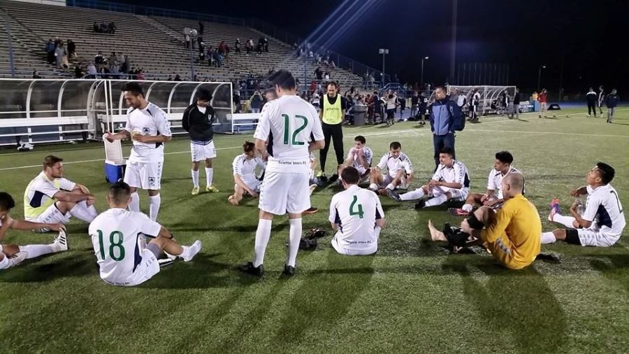 The Seattle Stars rest after they drew 1-1 on Saturday night in Spokane. (Stars Facebook)